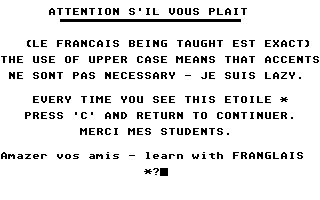 Franglais II atari screenshot